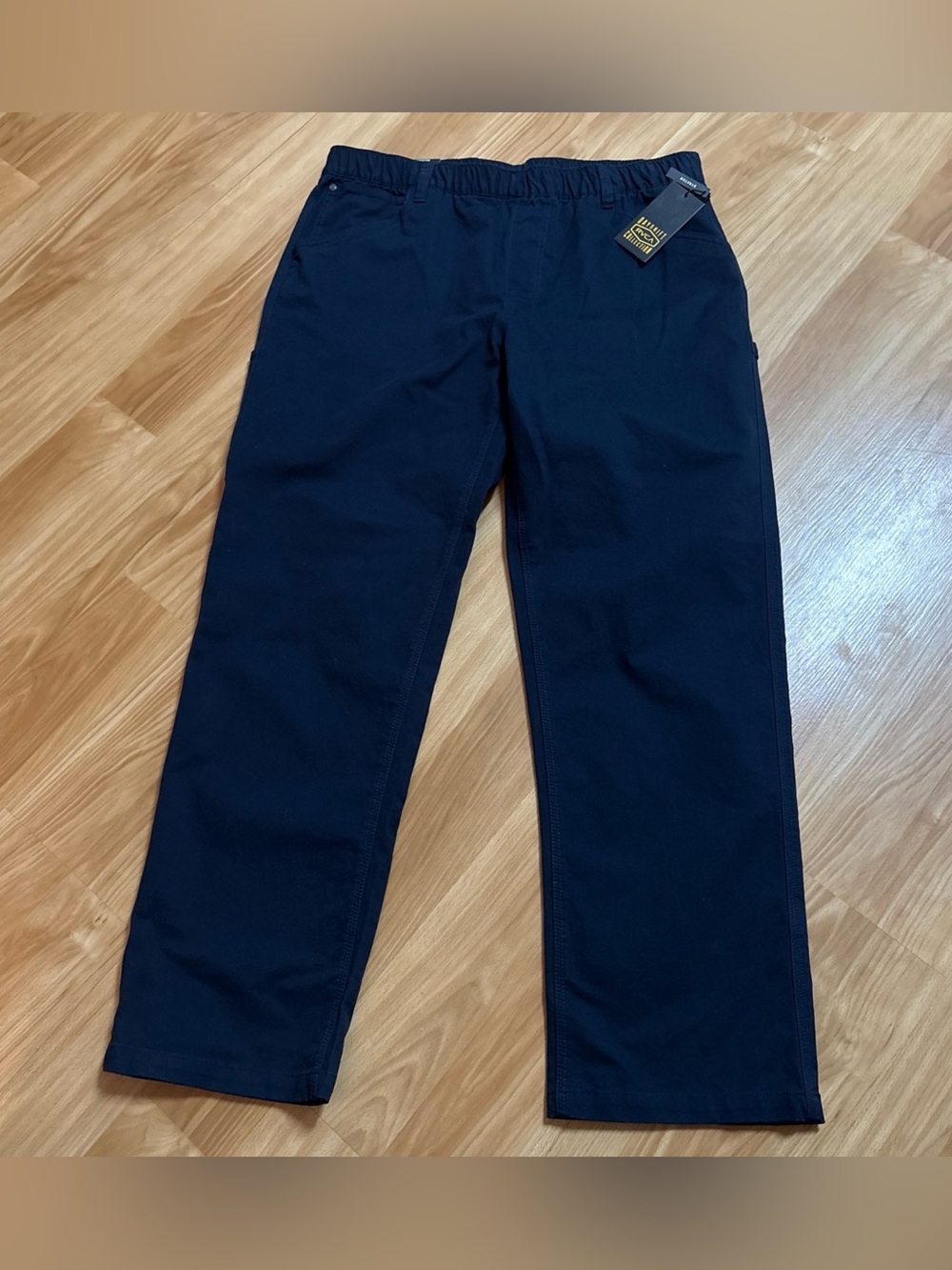 RVCA Americana Carpenter Elastic Waist Pants Men's XL Navy Stretch Dayshift NWT